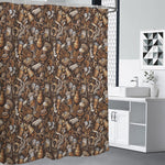 Coffee And Dessert Drawing Pattern Print Premium Shower Curtain