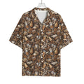 Coffee And Dessert Drawing Pattern Print Rayon Hawaiian Shirt