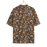 Coffee And Dessert Drawing Pattern Print Rayon Hawaiian Shirt