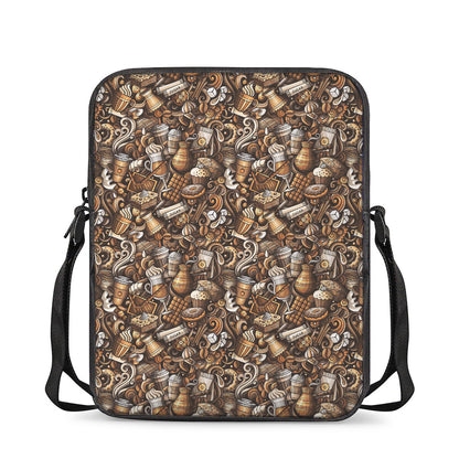 Coffee And Dessert Drawing Pattern Print Rectangular Crossbody Bag