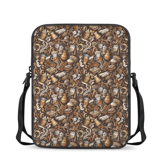 Coffee And Dessert Drawing Pattern Print Rectangular Crossbody Bag
