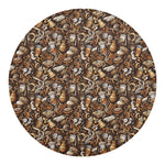 Coffee And Dessert Drawing Pattern Print Round Blanket