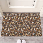 Coffee And Dessert Drawing Pattern Print Rubber Doormat