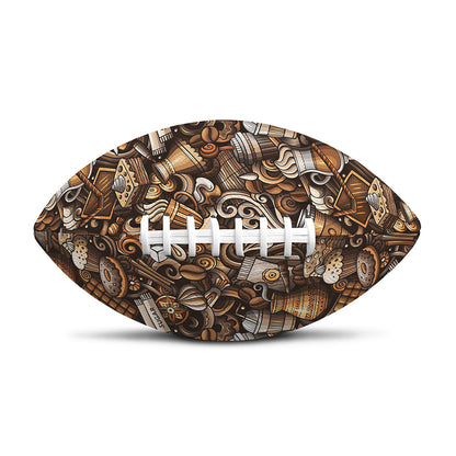 Coffee And Dessert Drawing Pattern Print Rugby Ball