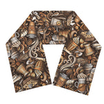 Coffee And Dessert Drawing Pattern Print Scarf