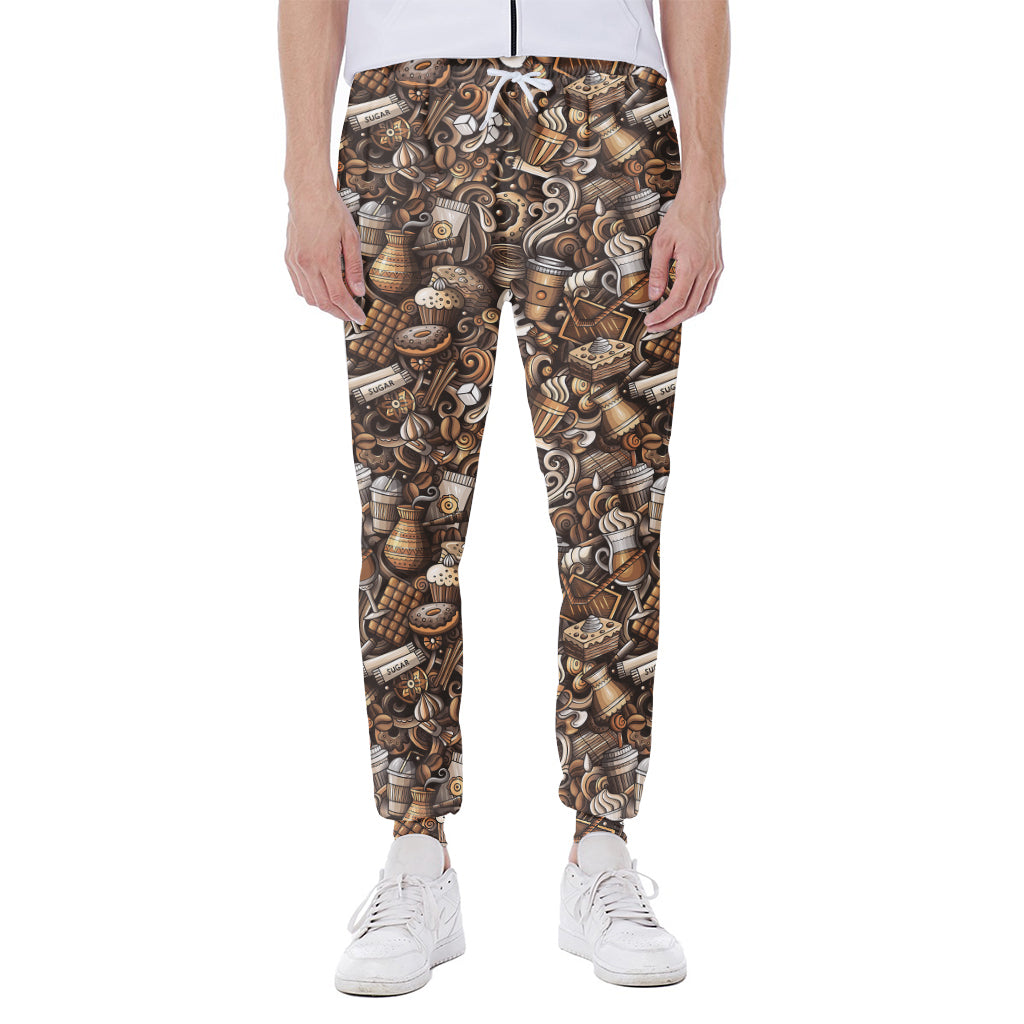 Coffee And Dessert Drawing Pattern Print Scuba Joggers