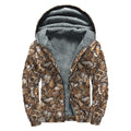 Coffee And Dessert Drawing Pattern Print Sherpa Lined Zip Up Hoodie