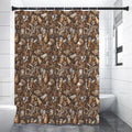 Coffee And Dessert Drawing Pattern Print Shower Curtain