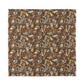 Coffee And Dessert Drawing Pattern Print Silk Bandana