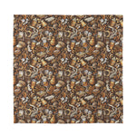 Coffee And Dessert Drawing Pattern Print Silk Bandana