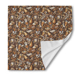 Coffee And Dessert Drawing Pattern Print Silk Bandana