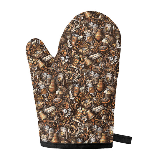 Coffee And Dessert Drawing Pattern Print Single Oven Mitt