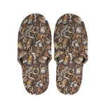 Coffee And Dessert Drawing Pattern Print Slippers