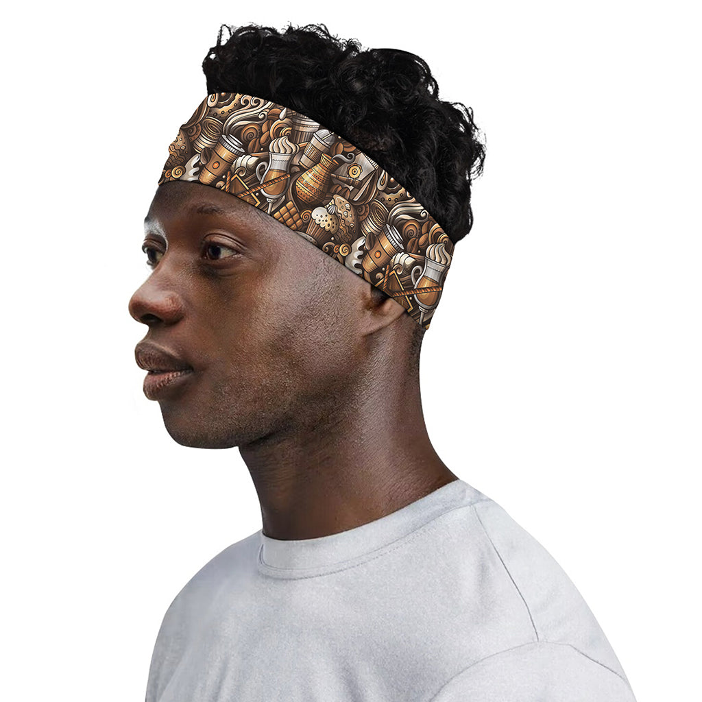 Coffee And Dessert Drawing Pattern Print Sports Headband