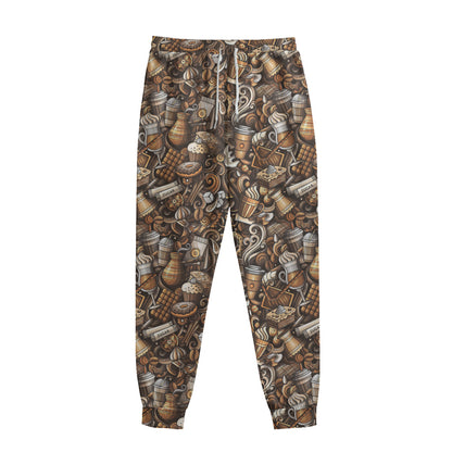 Coffee And Dessert Drawing Pattern Print Sweatpants