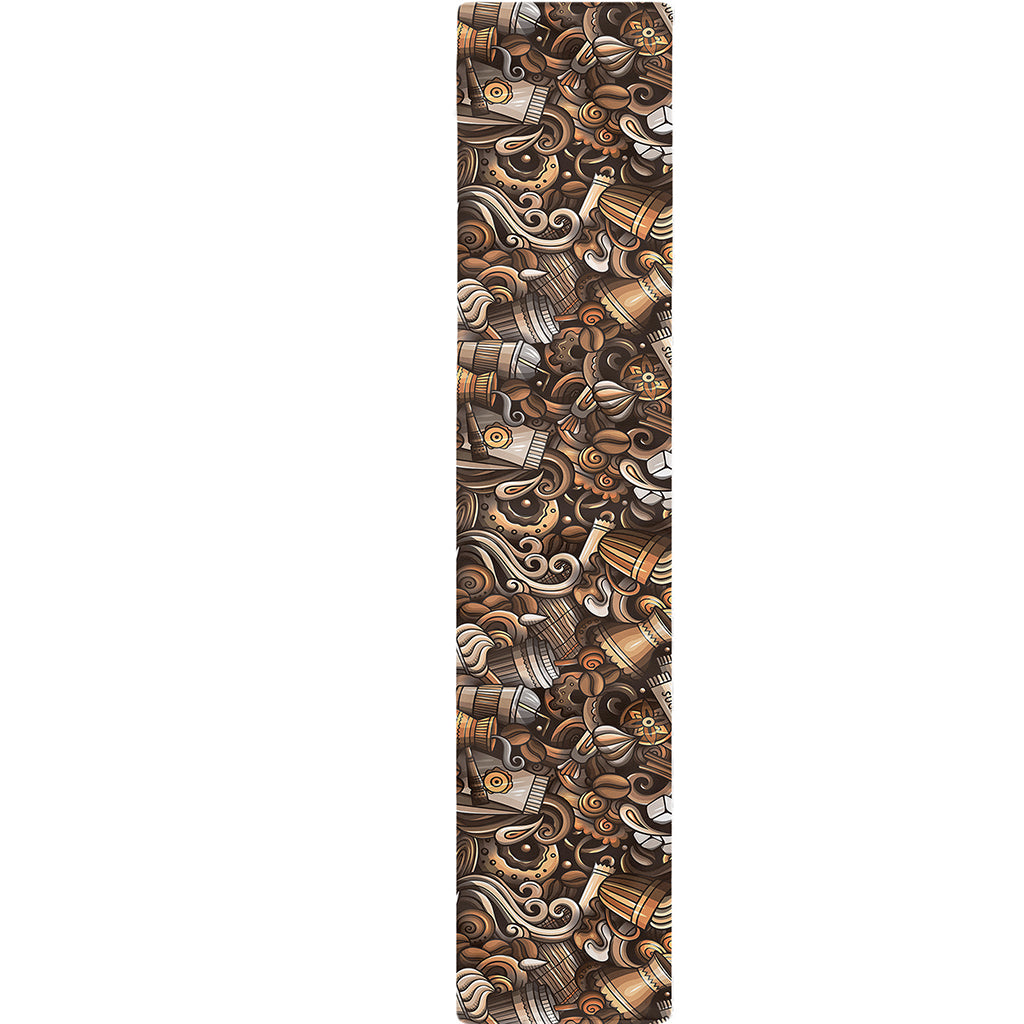 Coffee And Dessert Drawing Pattern Print Table Runner