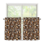 Coffee And Dessert Drawing Pattern Print Tier Curtains