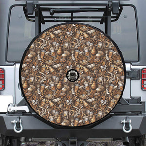 Coffee And Dessert Drawing Pattern Print Tire Cover With Camera Hole