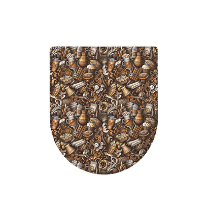Coffee And Dessert Drawing Pattern Print Toilet Lid Cover