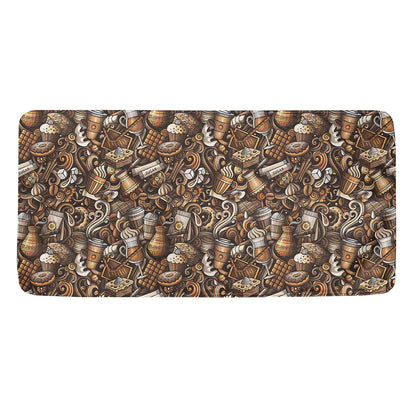 Coffee And Dessert Drawing Pattern Print Towel