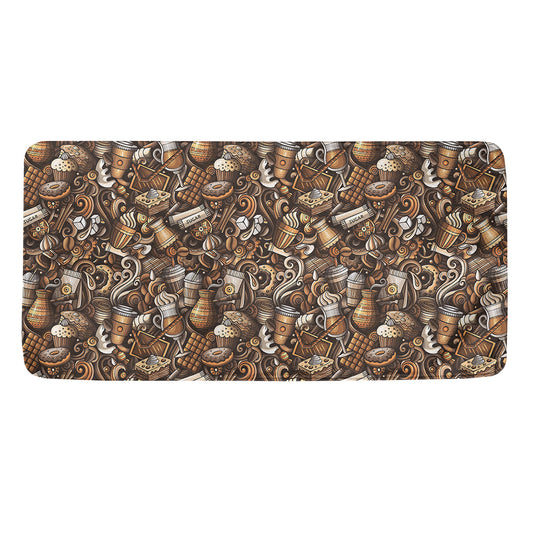 Coffee And Dessert Drawing Pattern Print Towel