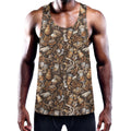 Coffee And Dessert Drawing Pattern Print Men's Workout Tank Top
