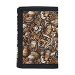 Coffee And Dessert Drawing Pattern Print Trifold Wallet