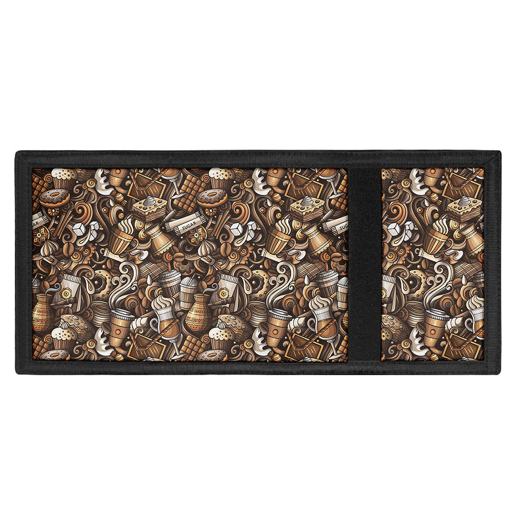 Coffee And Dessert Drawing Pattern Print Trifold Wallet