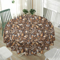 Coffee And Dessert Drawing Pattern Print Waterproof Round Tablecloth