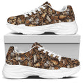 Coffee And Dessert Drawing Pattern Print White Chunky Shoes