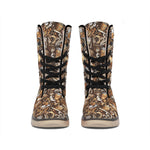 Coffee And Dessert Drawing Pattern Print Winter Boots