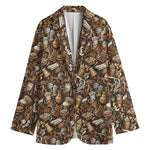 Coffee And Dessert Drawing Pattern Print Women's Blazer