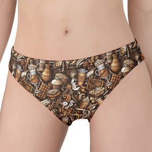 Coffee And Dessert Drawing Pattern Print Women's Panties