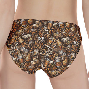 Coffee And Dessert Drawing Pattern Print Women's Panties