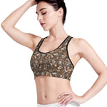 Coffee And Dessert Drawing Pattern Print Women's Sports Bra