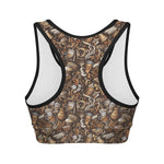 Coffee And Dessert Drawing Pattern Print Women's Sports Bra