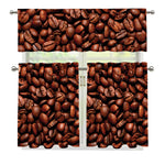 Coffee Beans Print 3 Piece Kitchen Curtains
