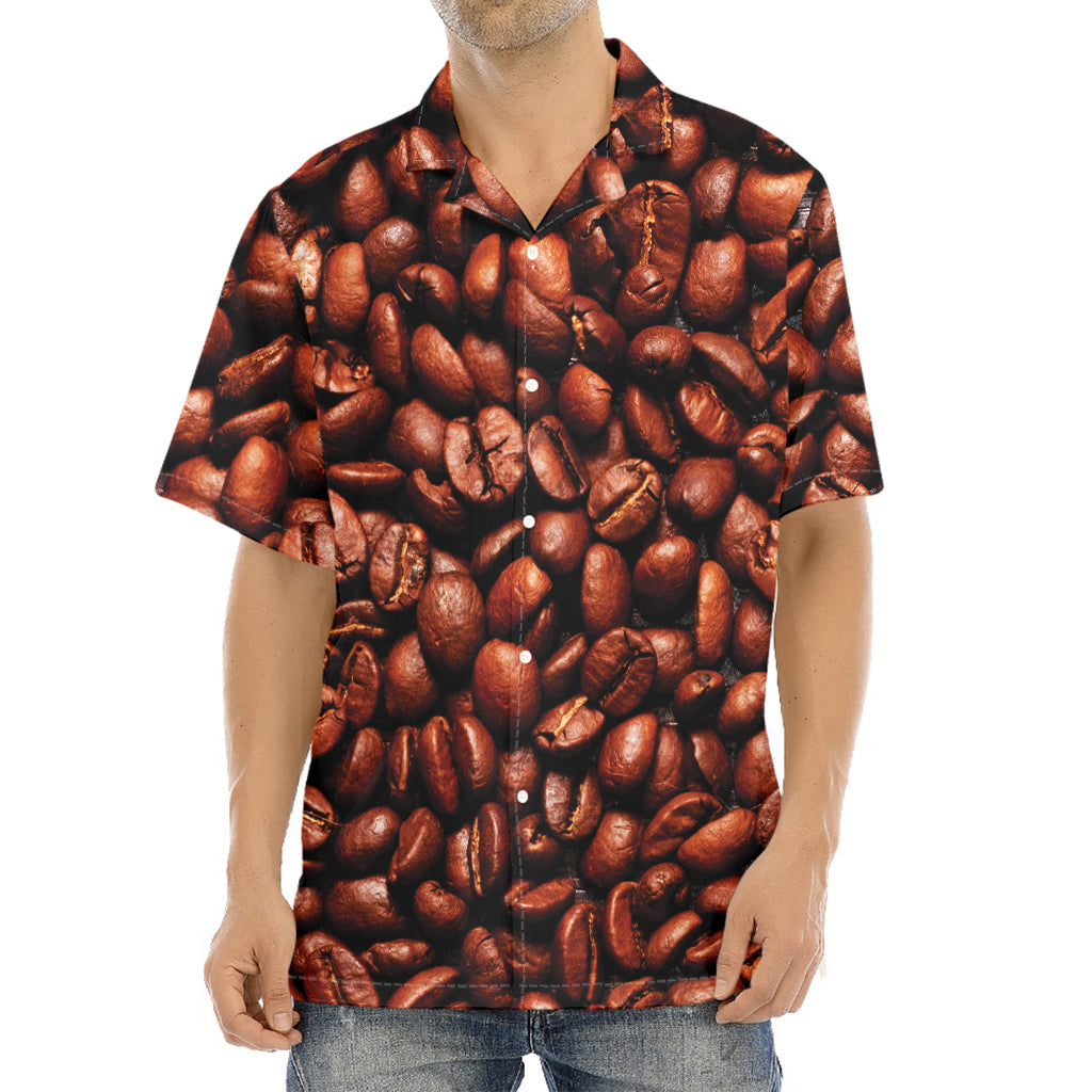 Coffee Beans Print Aloha Shirt