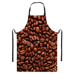 Coffee Beans Print Bib Apron With Pocket
