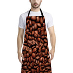 Coffee Beans Print Bib Apron With Pocket