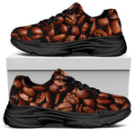 Coffee Beans Print Black Chunky Shoes