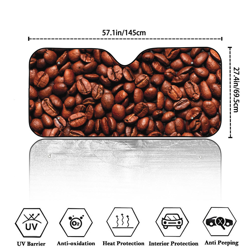 Coffee Beans Print Car Windshield Sun Shade