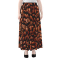 Coffee Beans Print Chiffon Maxi Skirt