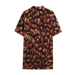 Coffee Beans Print Cotton Hawaiian Shirt