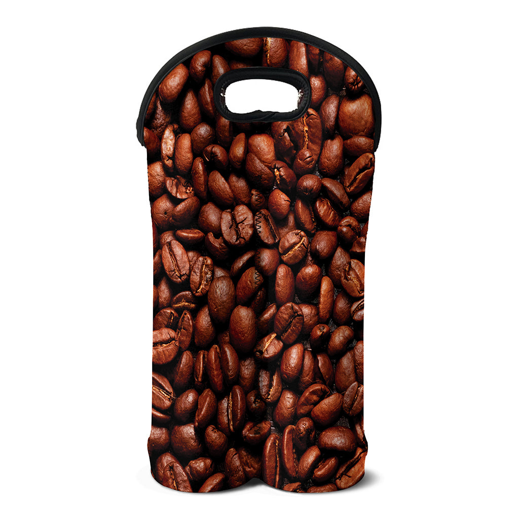 Coffee Beans Print Double Neoprene Wine Tote
