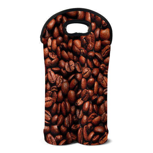 Coffee Beans Print Double Neoprene Wine Tote