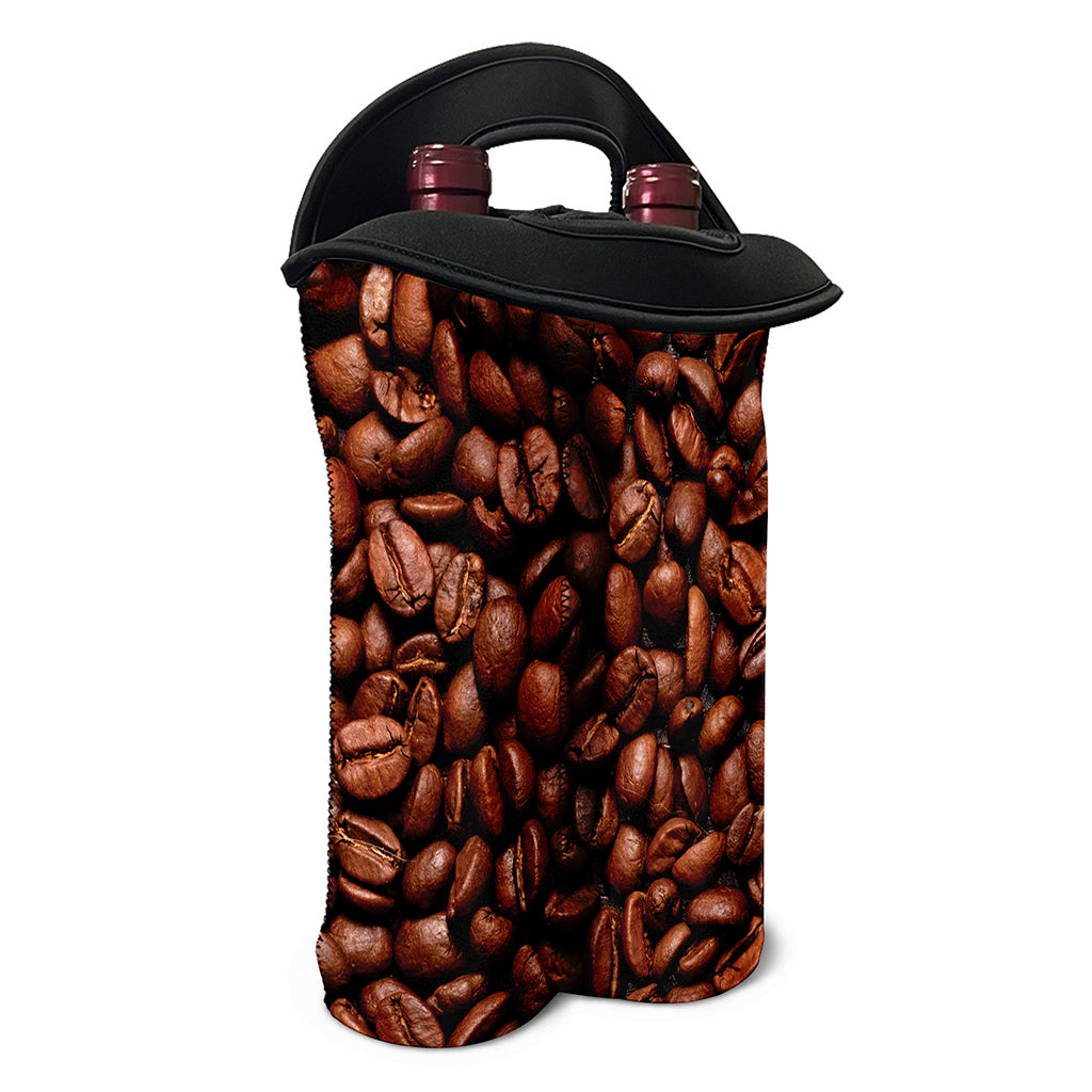 Coffee Beans Print Double Neoprene Wine Tote