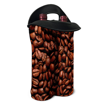 Coffee Beans Print Double Neoprene Wine Tote