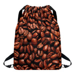 Coffee Beans Print Drawstring Backpack