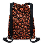 Coffee Beans Print Drawstring Backpack